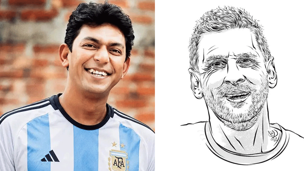 চঞ্চলে আঁকা মেসি, ভক্তদের মুগ্ধতা